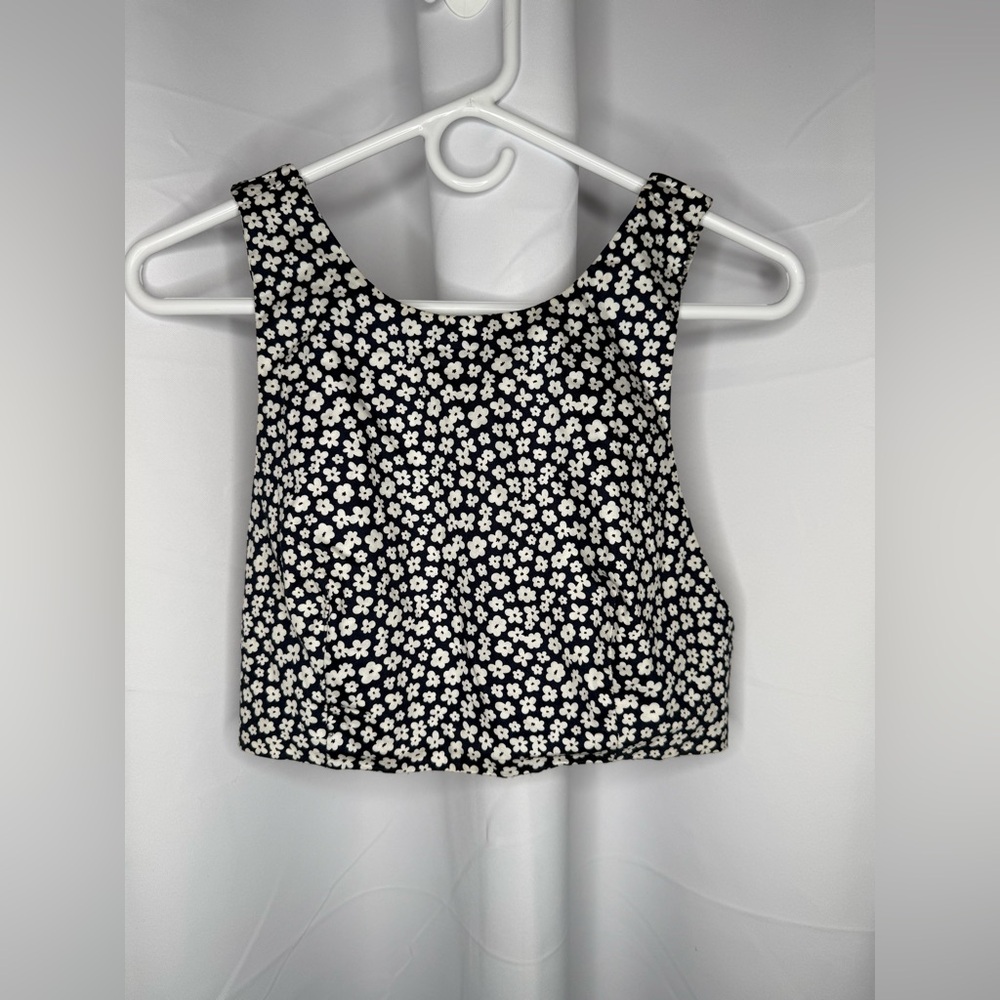 Mikoh floral bleu and white crop top size 2 - Picture 1 of 9